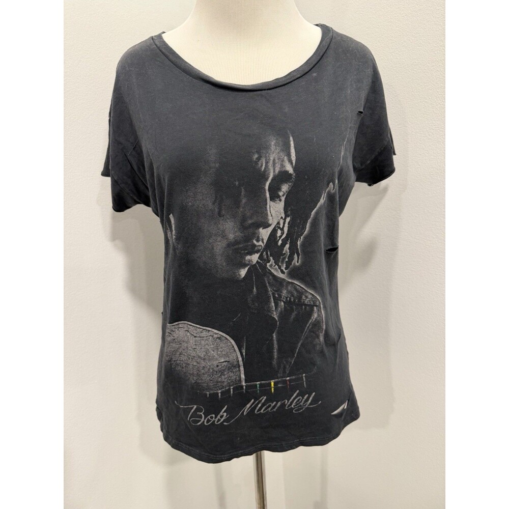 Zion Rootswear Bob Marley Graphic T-shirt Women Medium Black‎